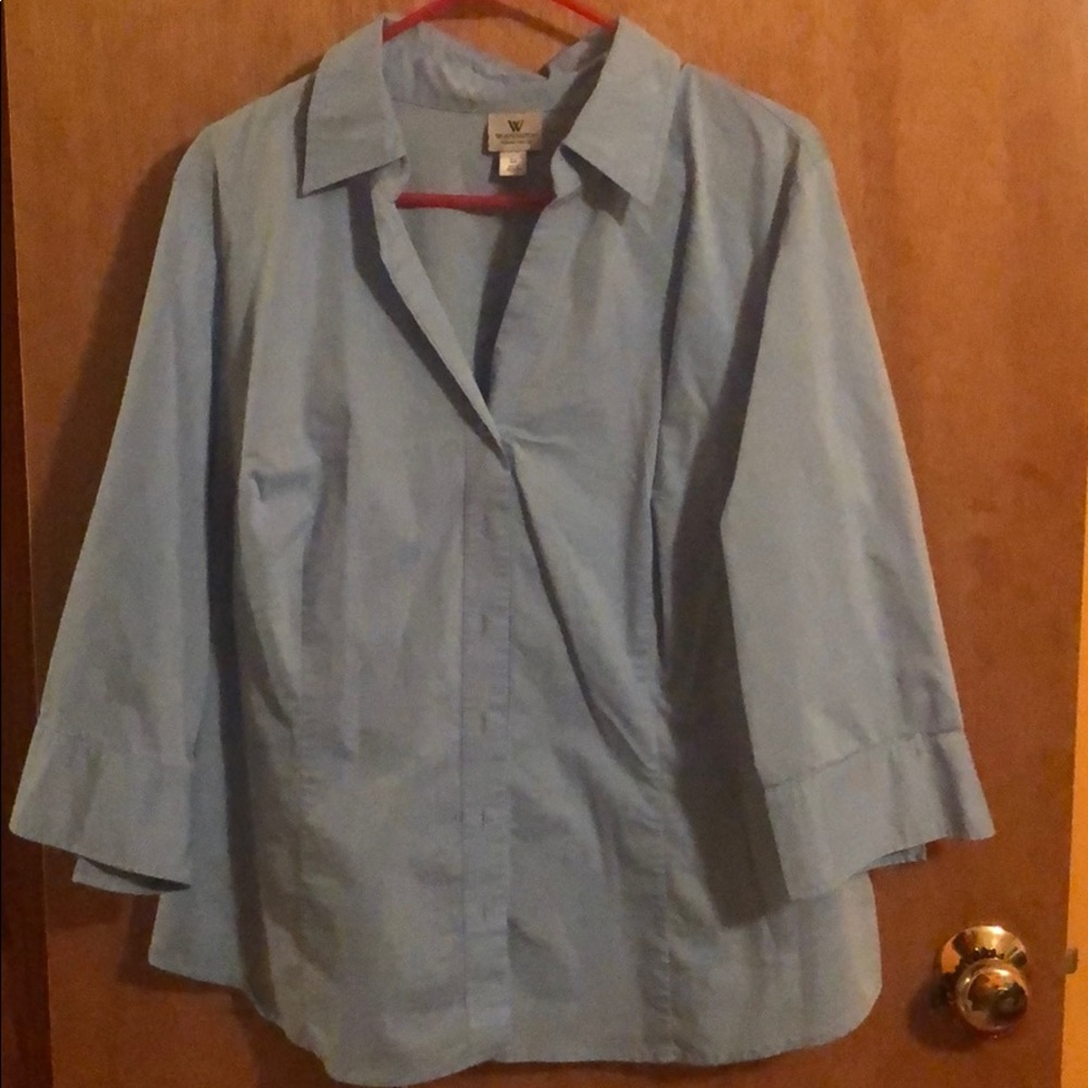 2x worthington woman stretch button up shirt